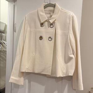 Elegant Cream Double-Breasted Pea Coat